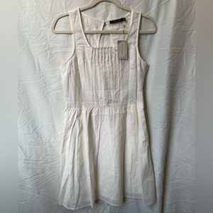 Lace and linen ivory dress